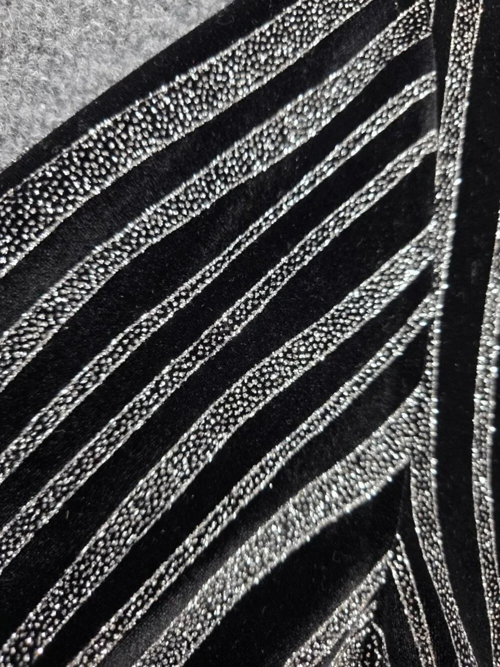 Vintage Fashion Bug Silver Glitter Stripe Cardigan 22/24W Black Disco Glam Party